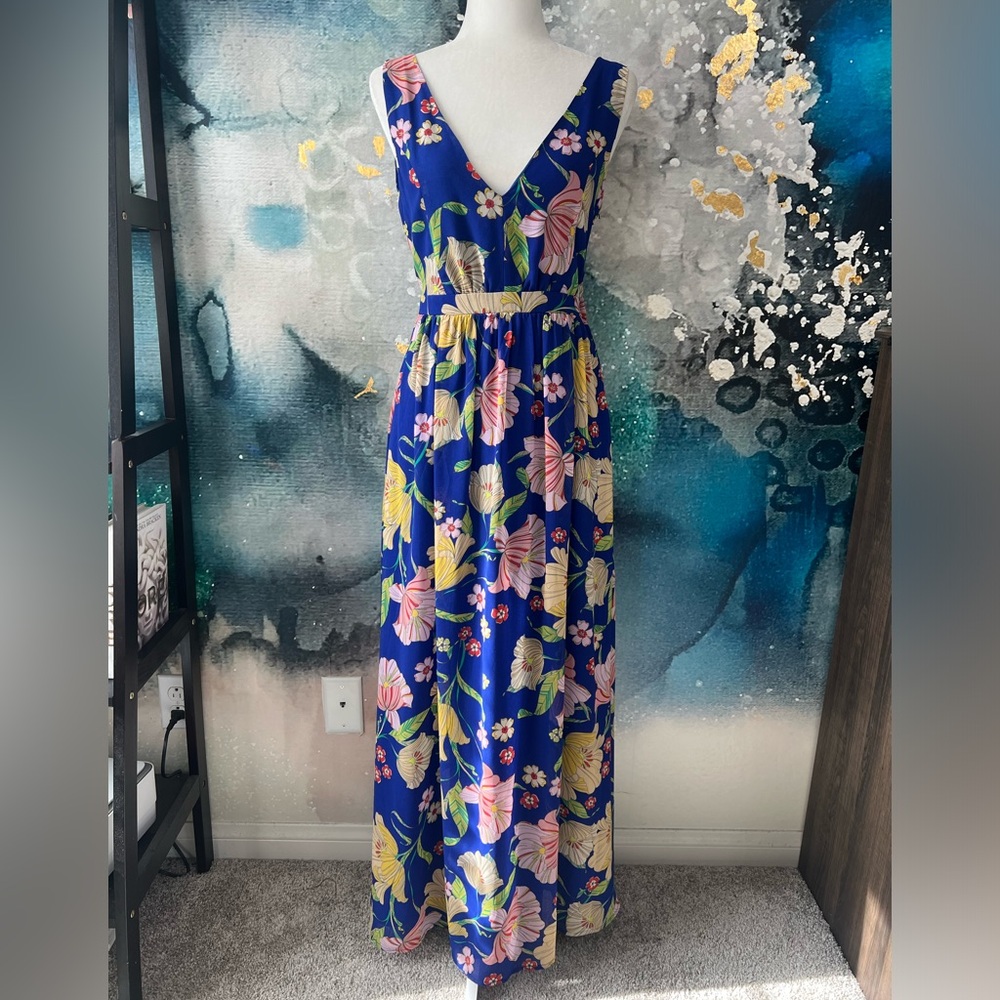ModCloth | Blue Floral Maxi Dress